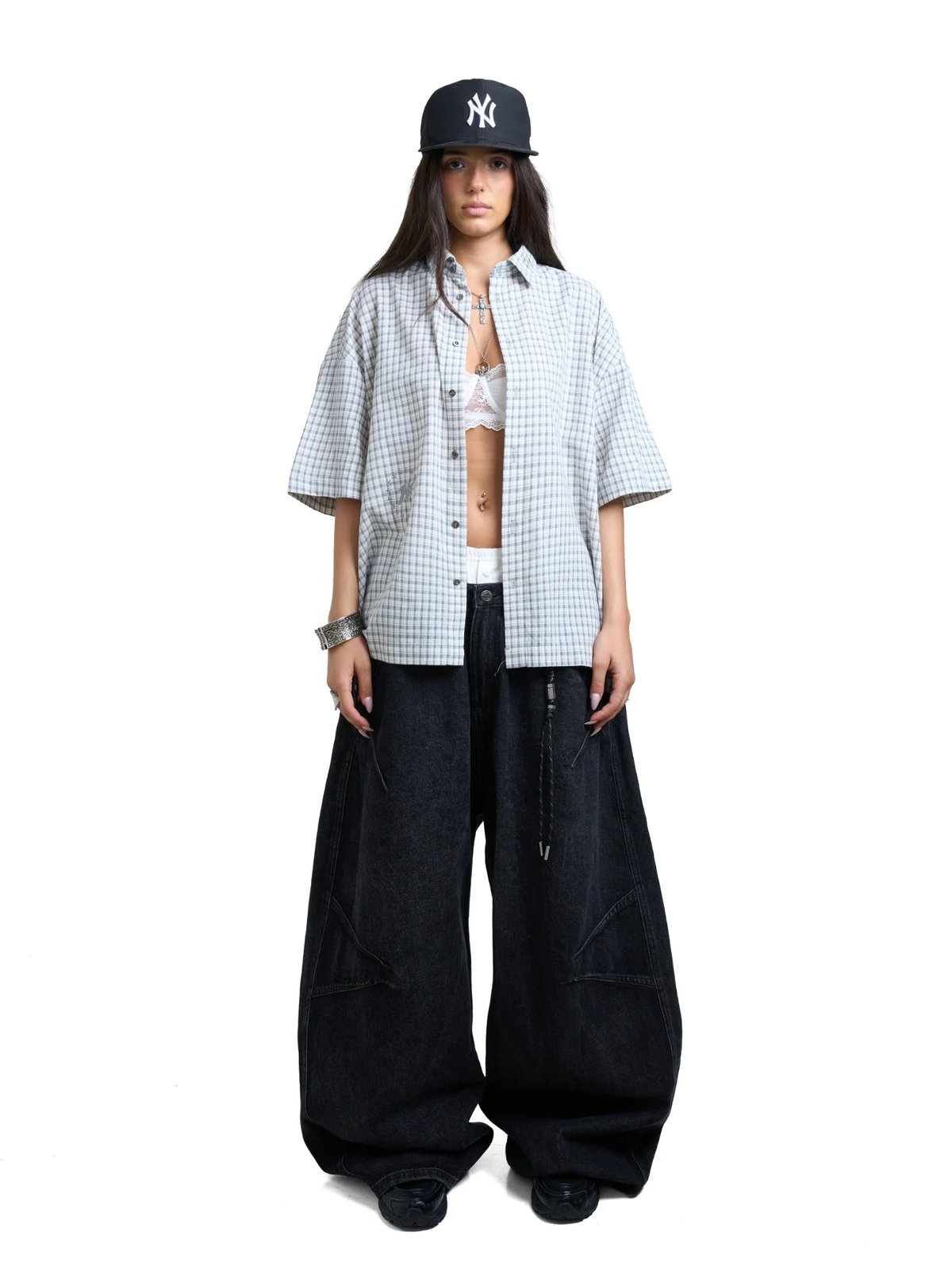 HADES Urban Lines 格紋短袖襯衫 - 灰色