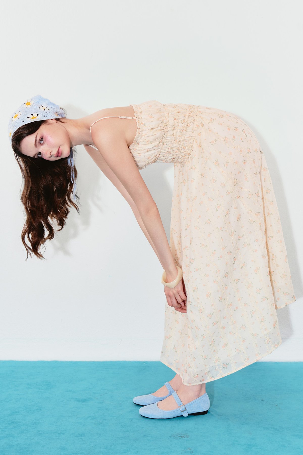 DOTTIE Embroidered Cotton Midi Dress - Cream D0740