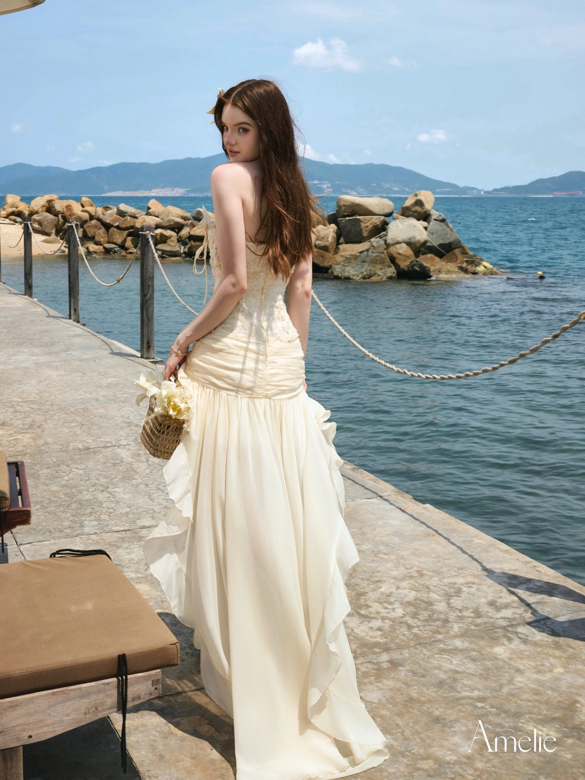 AMELIE DIVA Rose Lace and Silk Voile Dress