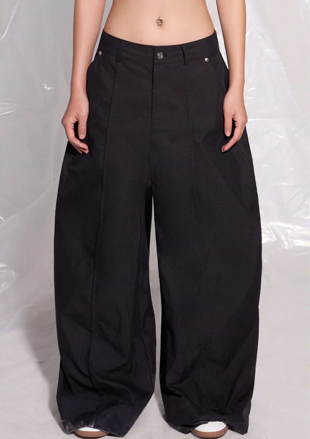 PUSH PUSH SONIC Wide Leg Low Rise Khaki Pants - Black