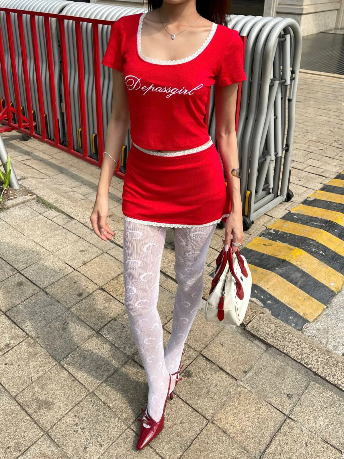 DEPASS Degirl Red Mini Skirt
