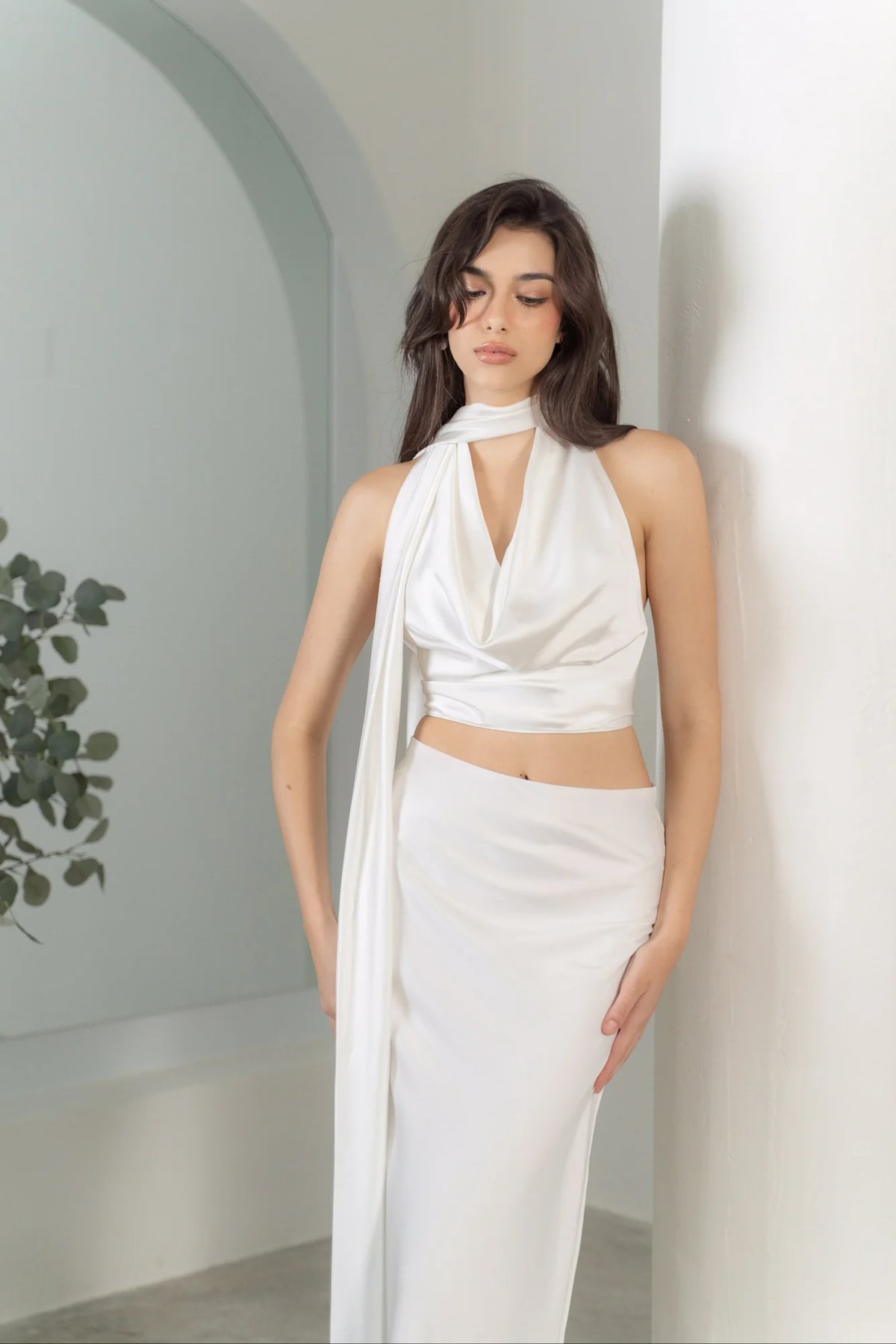KISSERINE PIA Silk Tie-Front Top