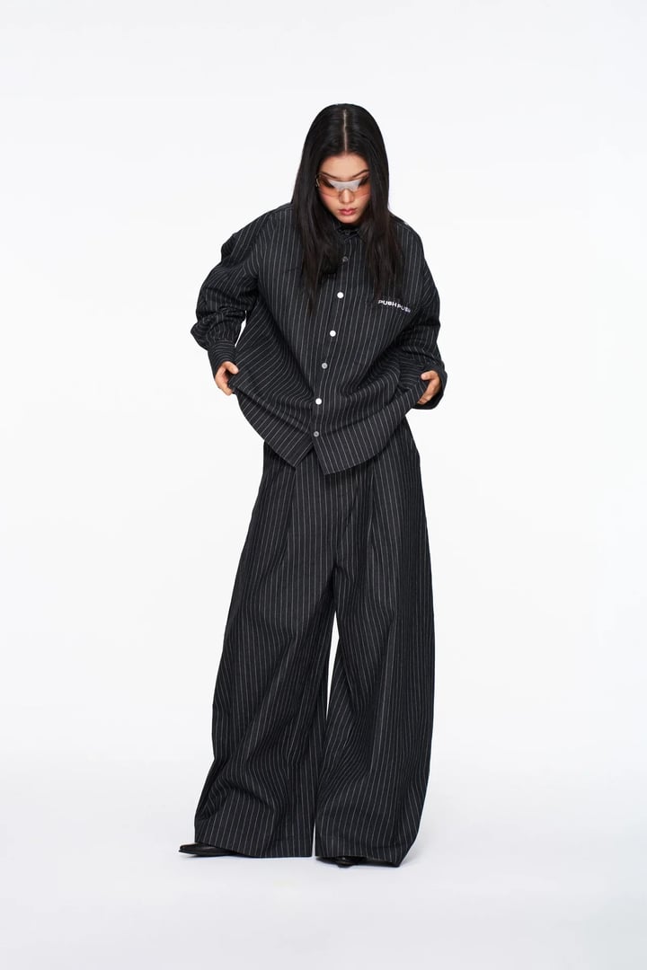 PUSH PUSH ZENDA Oversize Embroidered Striped Shirt