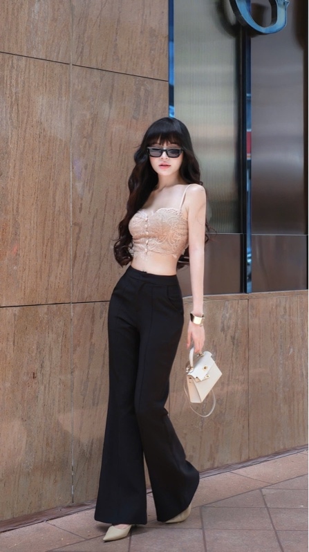 THAOBIBI Flared Wide Leg Trousers
