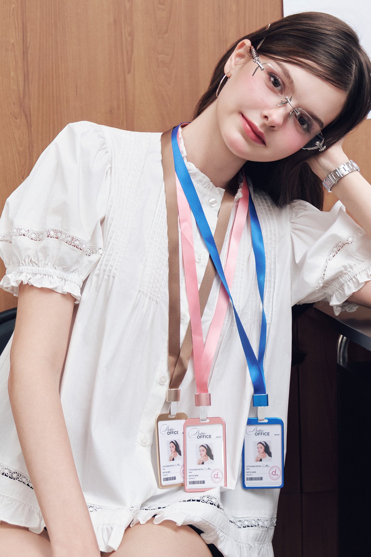 DOTTIE Puff Sleeve Pleated Blouse - White