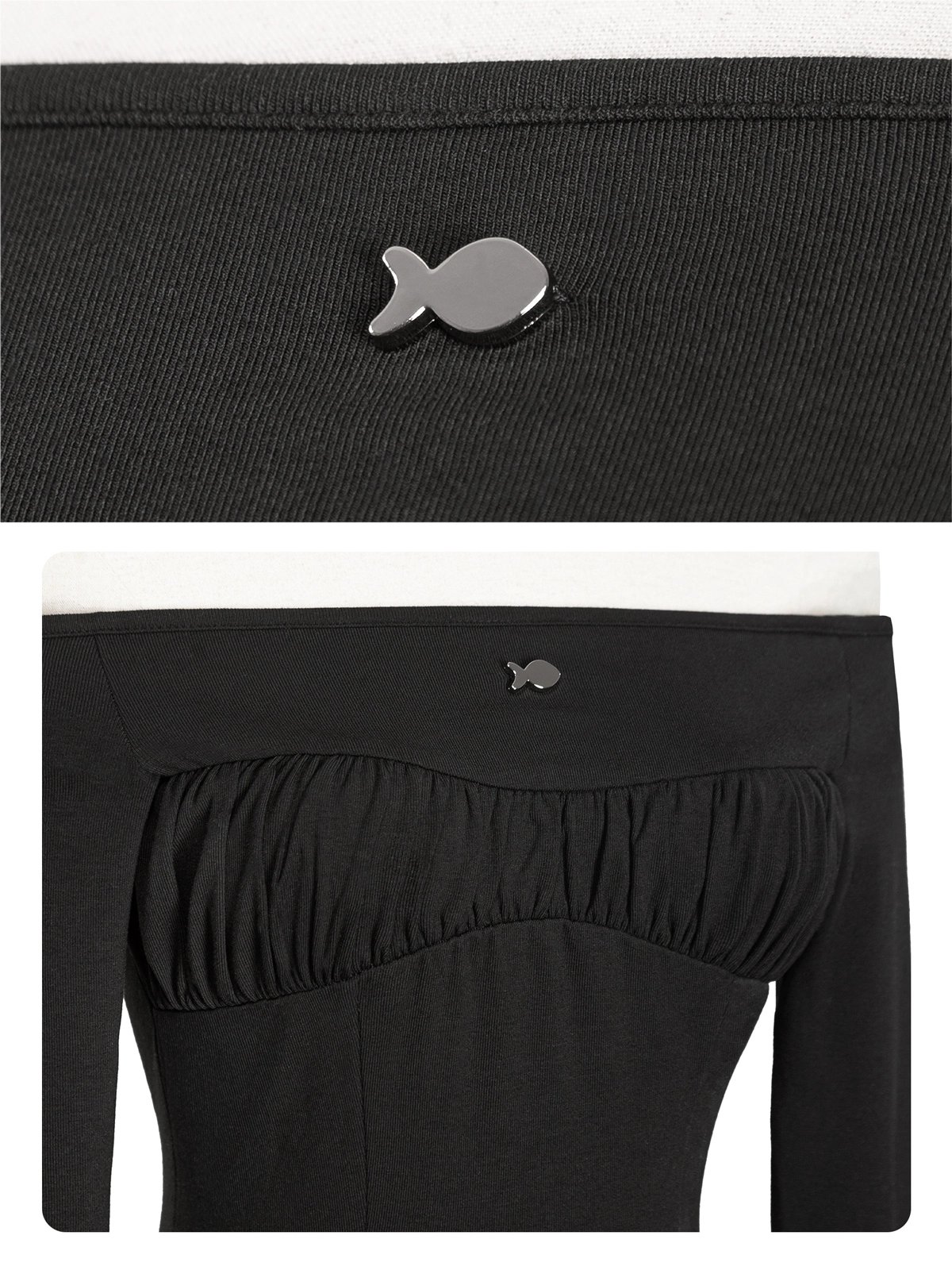 DKMV Dewdrop 露肩修身短版上衣 - 白色