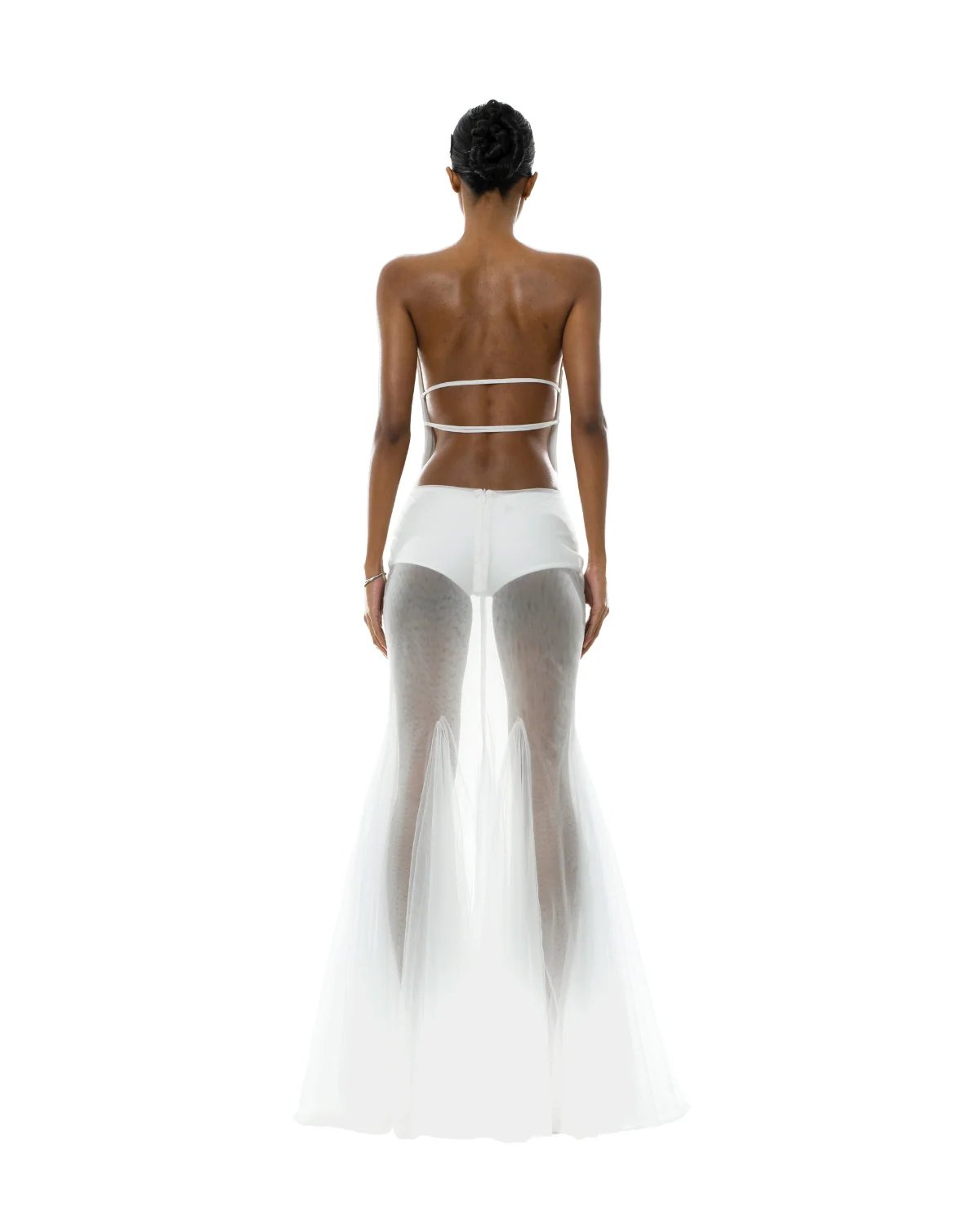 HUELLEYROSE Katherine Open Back Trapezium Panel Maxi Dress