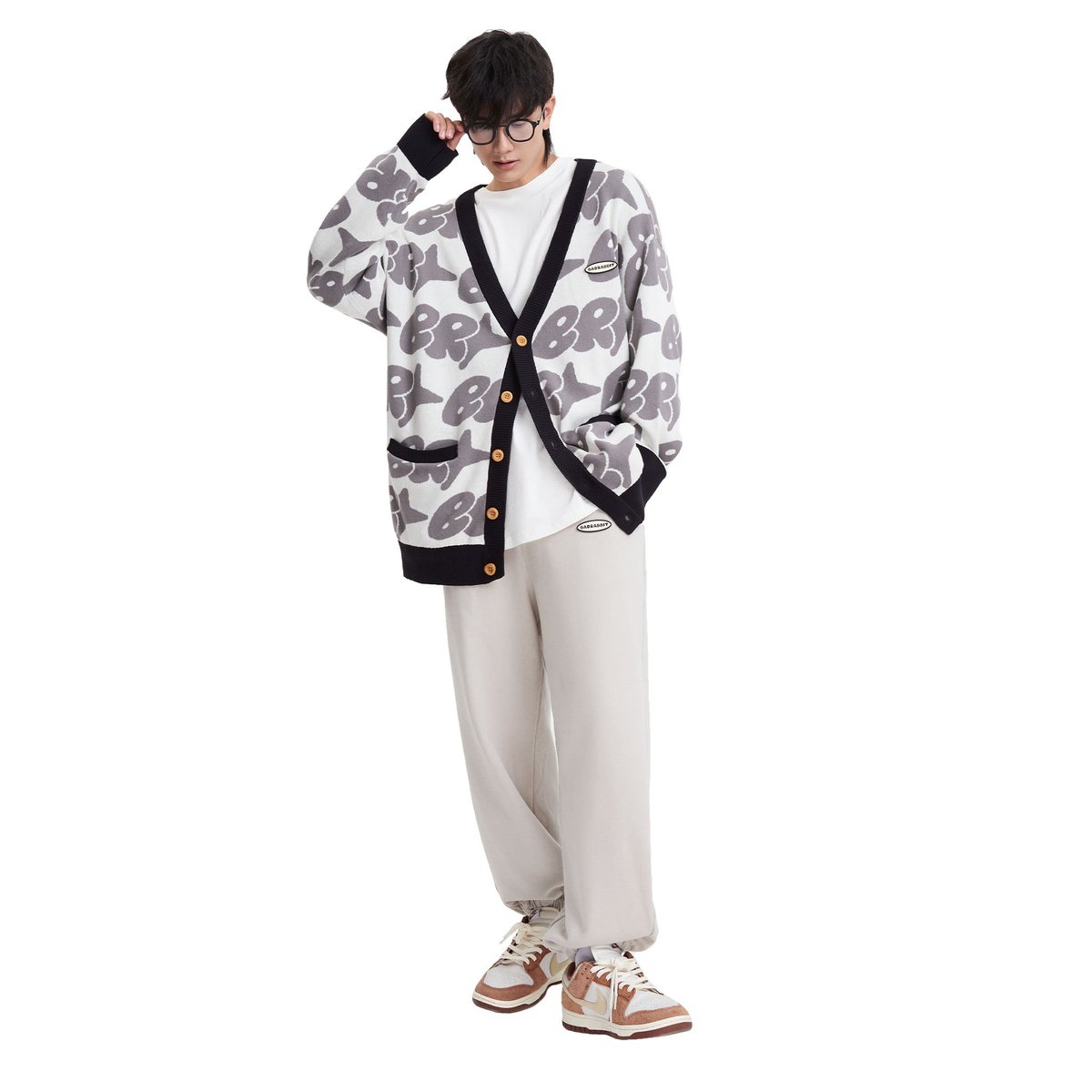 BAD RABBIT Cartoon Embroidered Cardigan - Black
