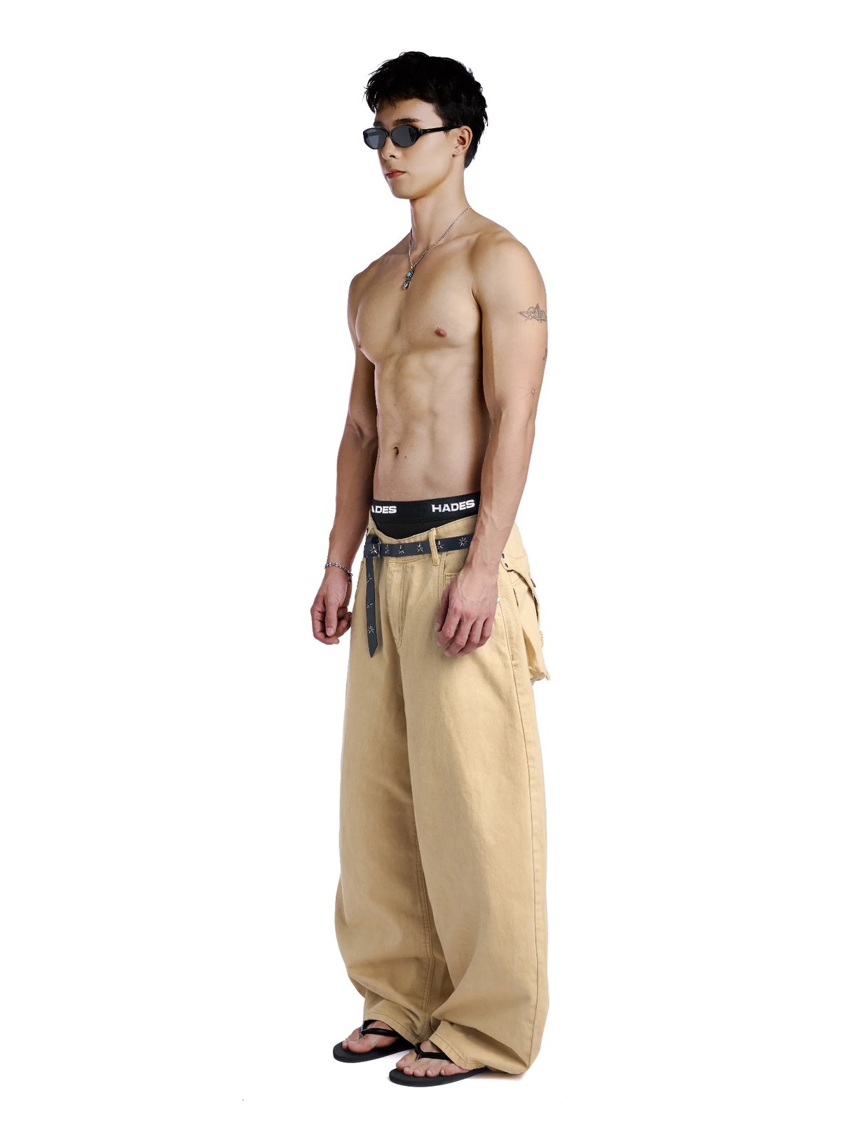 HADES Jumbo Fit 牛仔褲 - 寬鬆版型卡其色