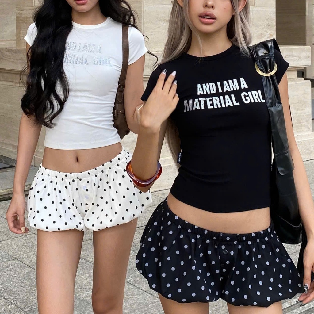 TWENTI Glitter Graphic Baby Tee Slim Fit Cropped T-Shirt