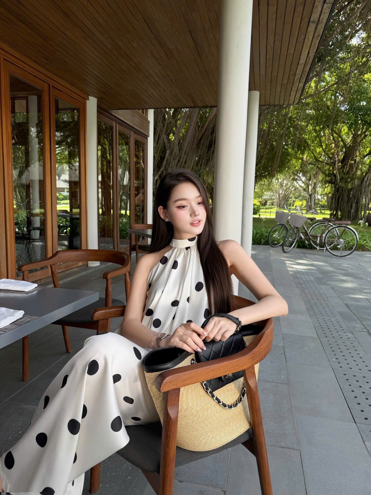 CHOU CHOU Silk Polka Dot Set