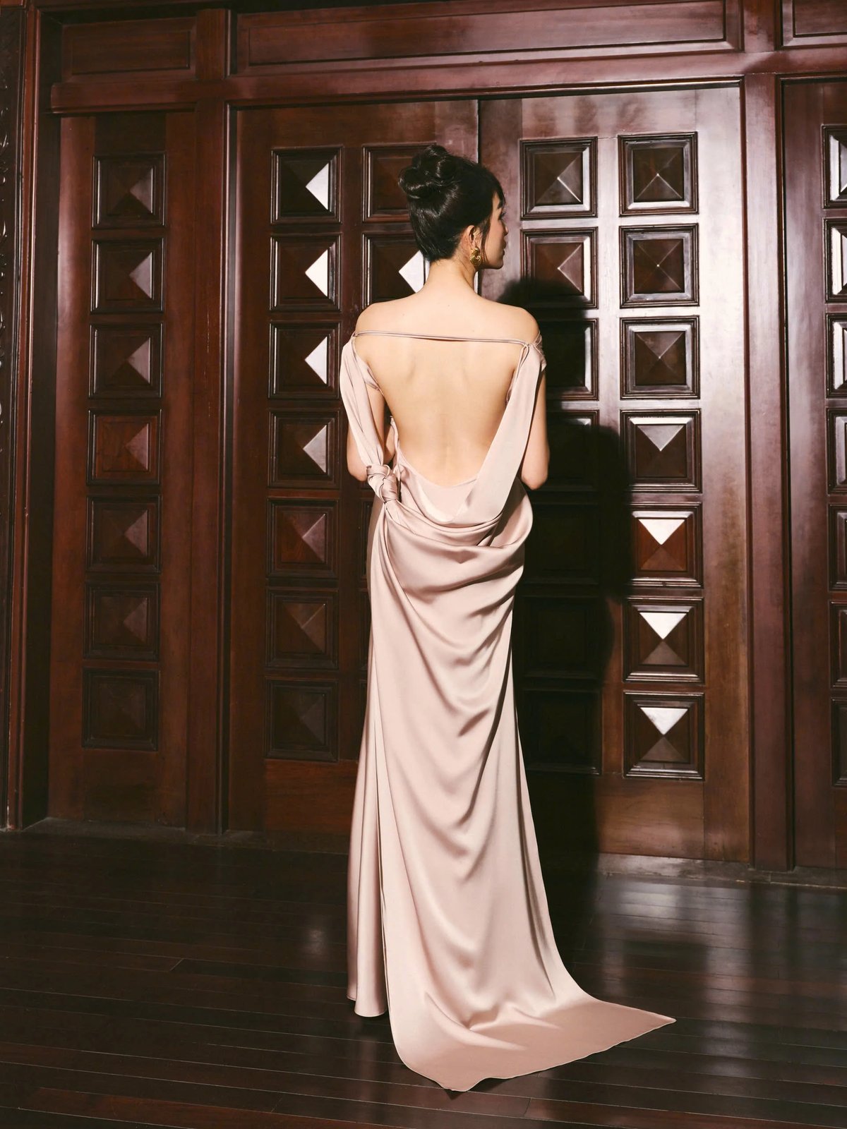 KISSERINE MONET DRESS Satin Cowl Neck Elegant Evening Dress