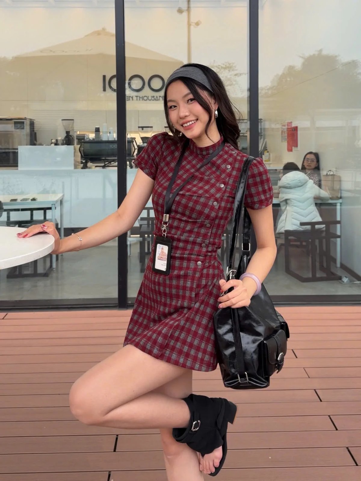 Sugar Crush Rebel Plaid Mandarin Collar Slim Fit Mini Dress