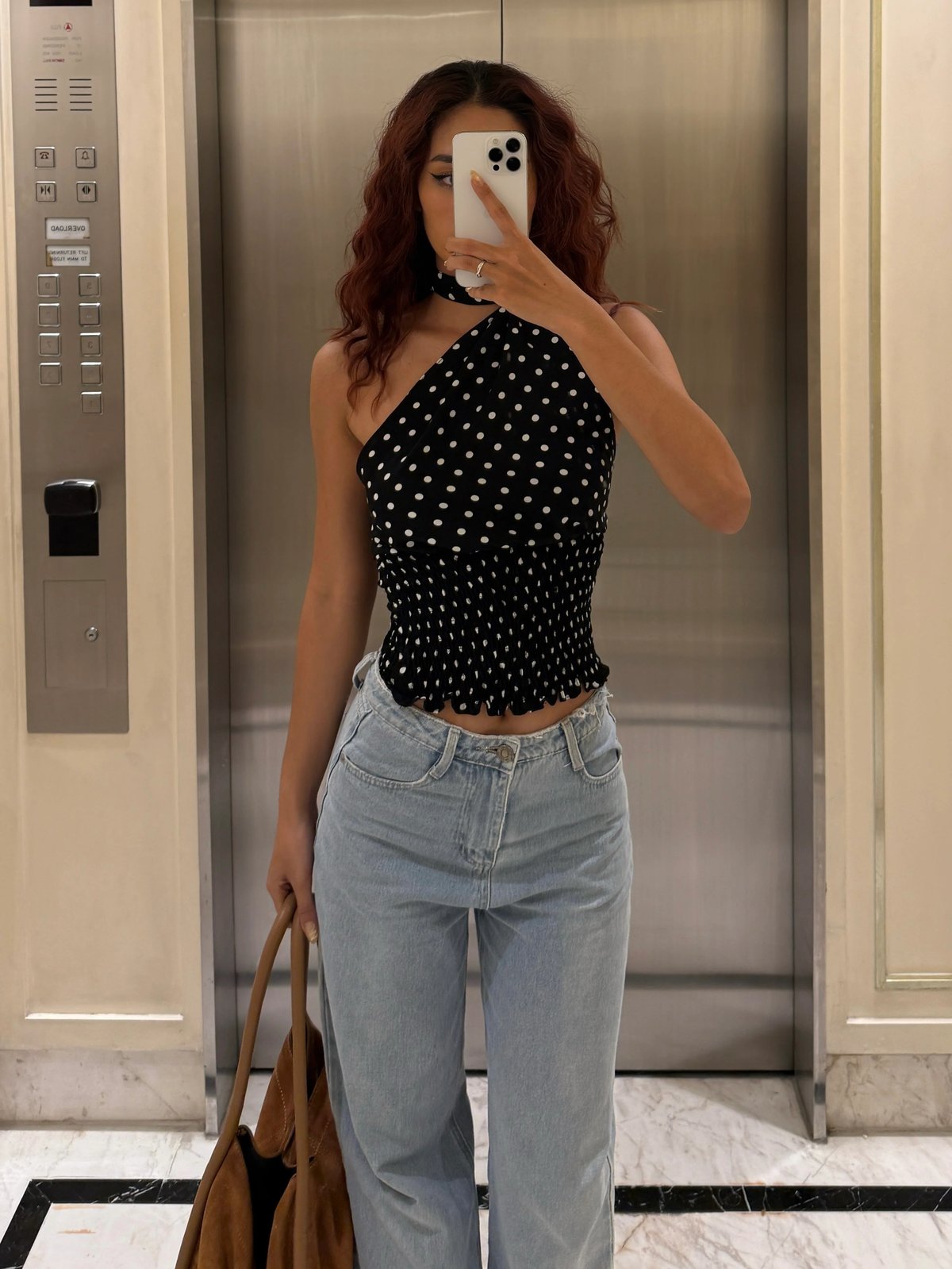 Sugar Crush Nina Asymmetrical Halter Polka Dot Top 不對稱掛脖波點上衣