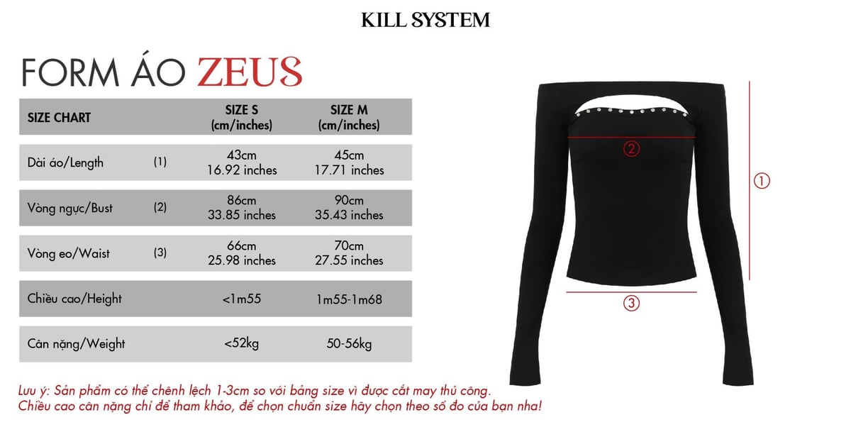 KILL SYSTEM ZEUS Off-the-Shoulder Cut-out Long Sleeve Top