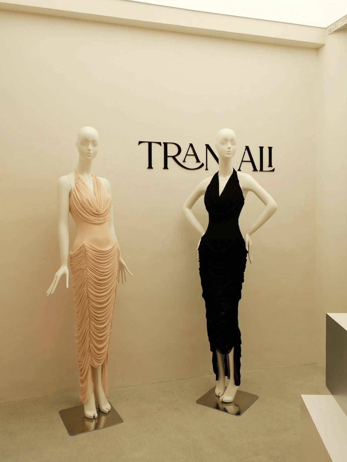 Tran Ali Ruched Halter Neck Bodycon Maxi Dress