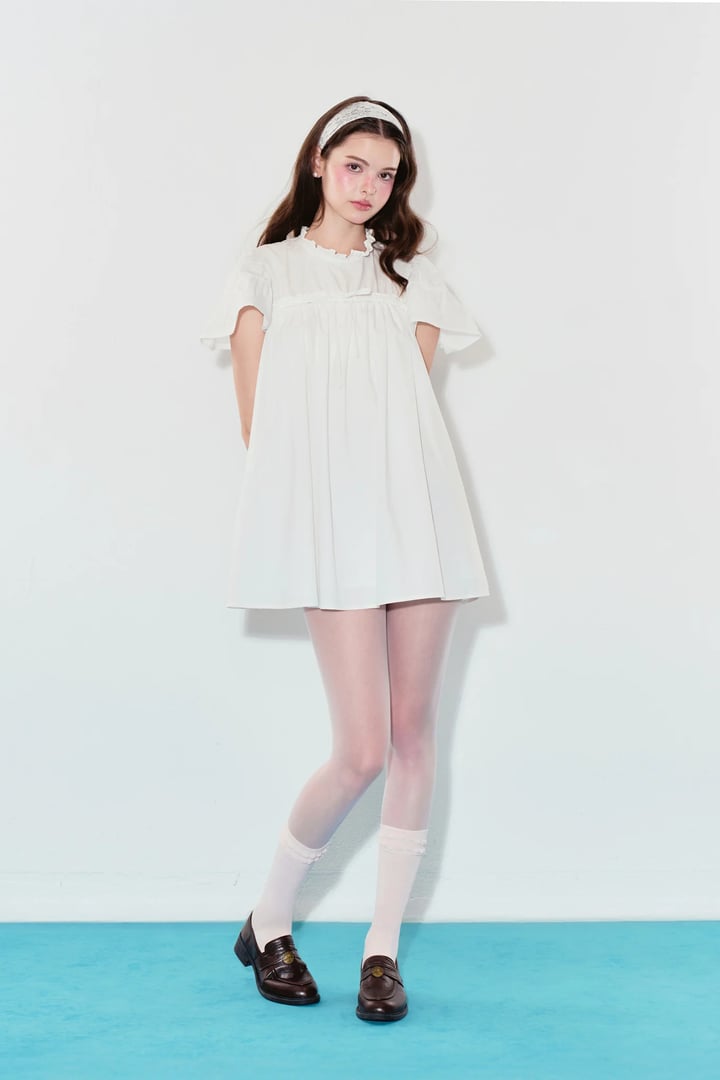 DOTTIE Ruched Bust Mini Dress - White - D0741