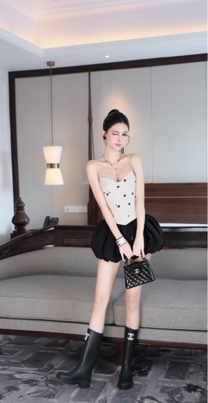 THAOBIBI Polka Dot Corset Camisole Top