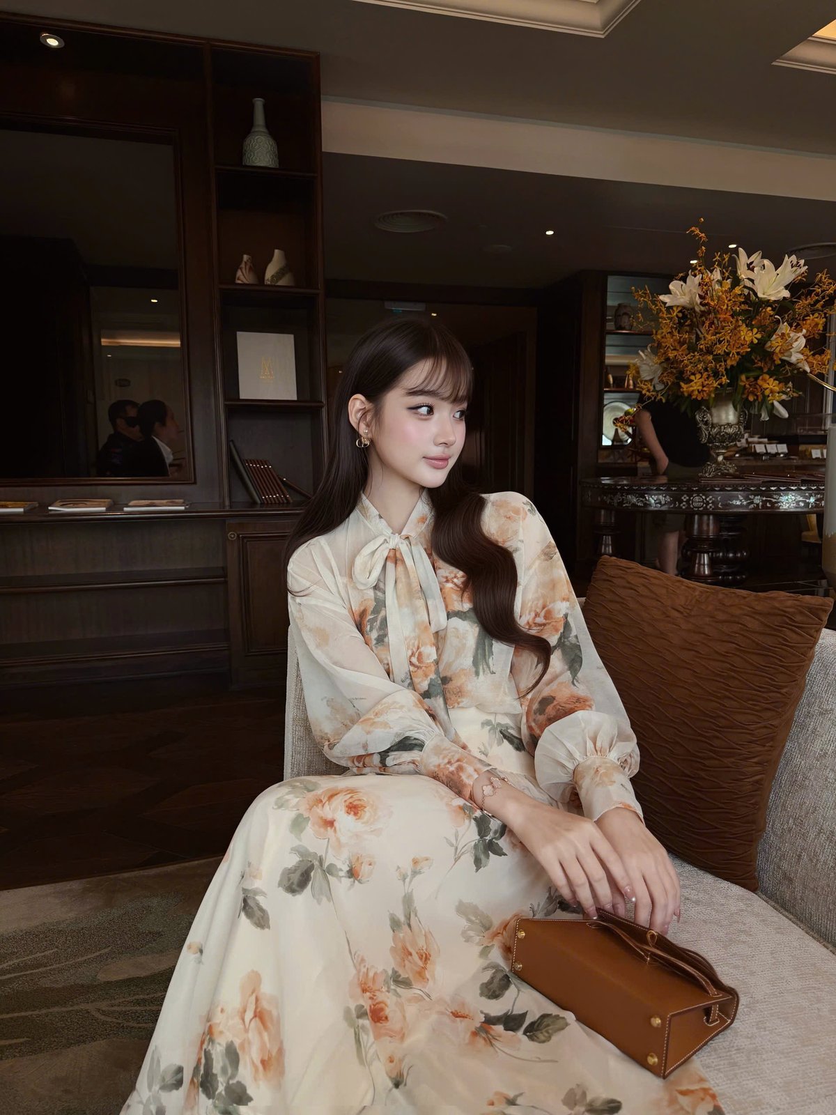 CHOU CHOU 花卉蝴蝶結長裙套裝