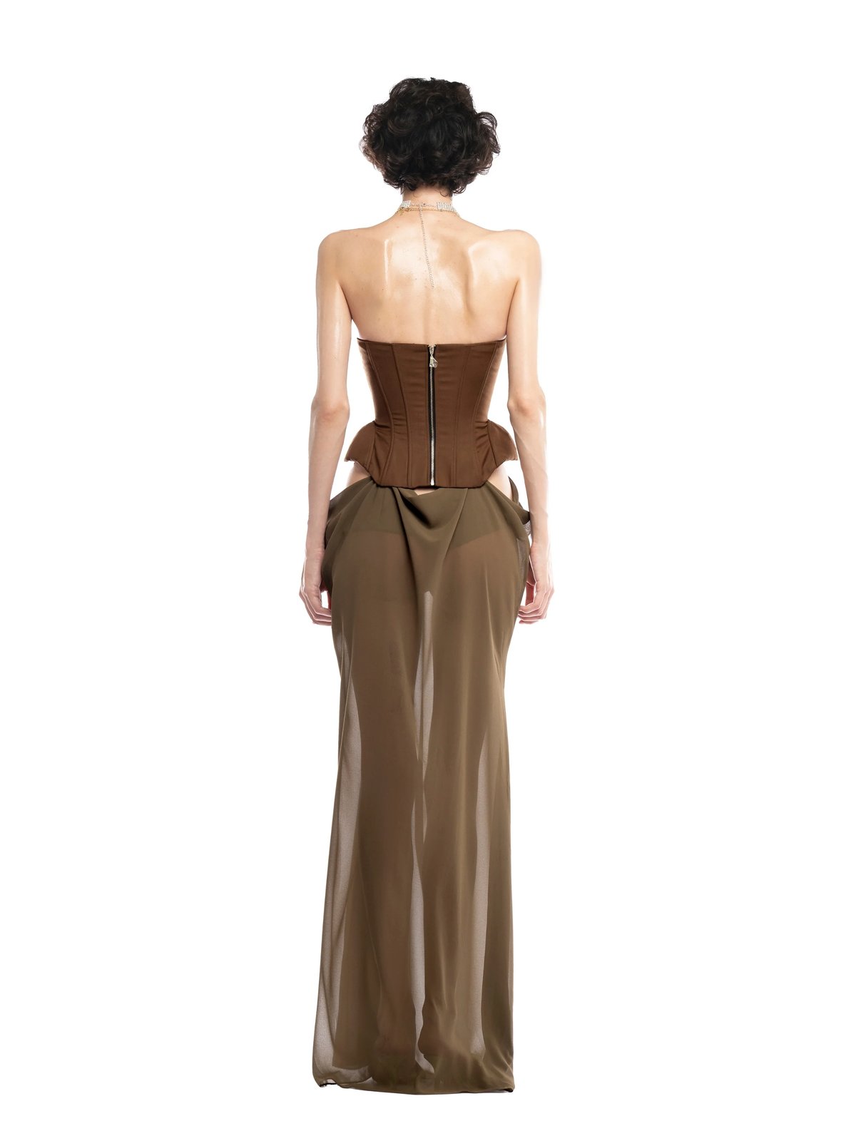 HUELLEYROSE Kiona Corset Dress with Lace-up Detail and Butterfly Pins