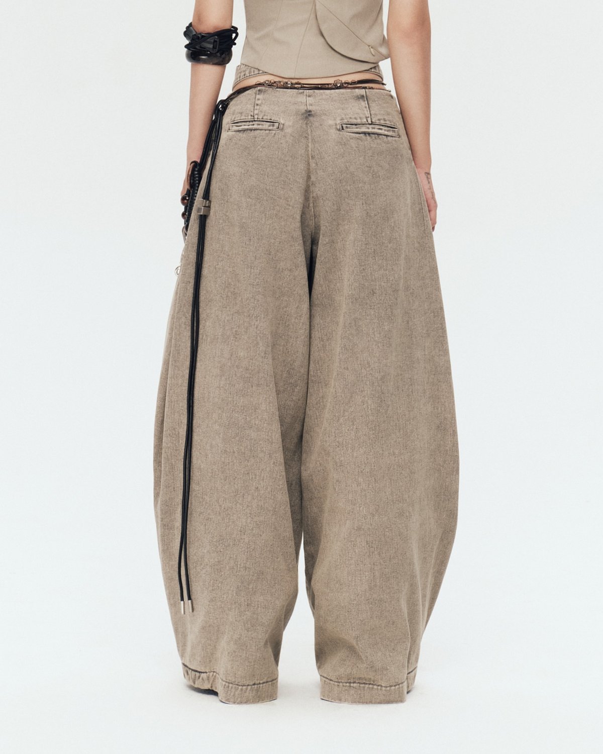 Bunnyhill NORA PANTS VER JEAN Grey Wash Wide-Leg Denim Trousers
