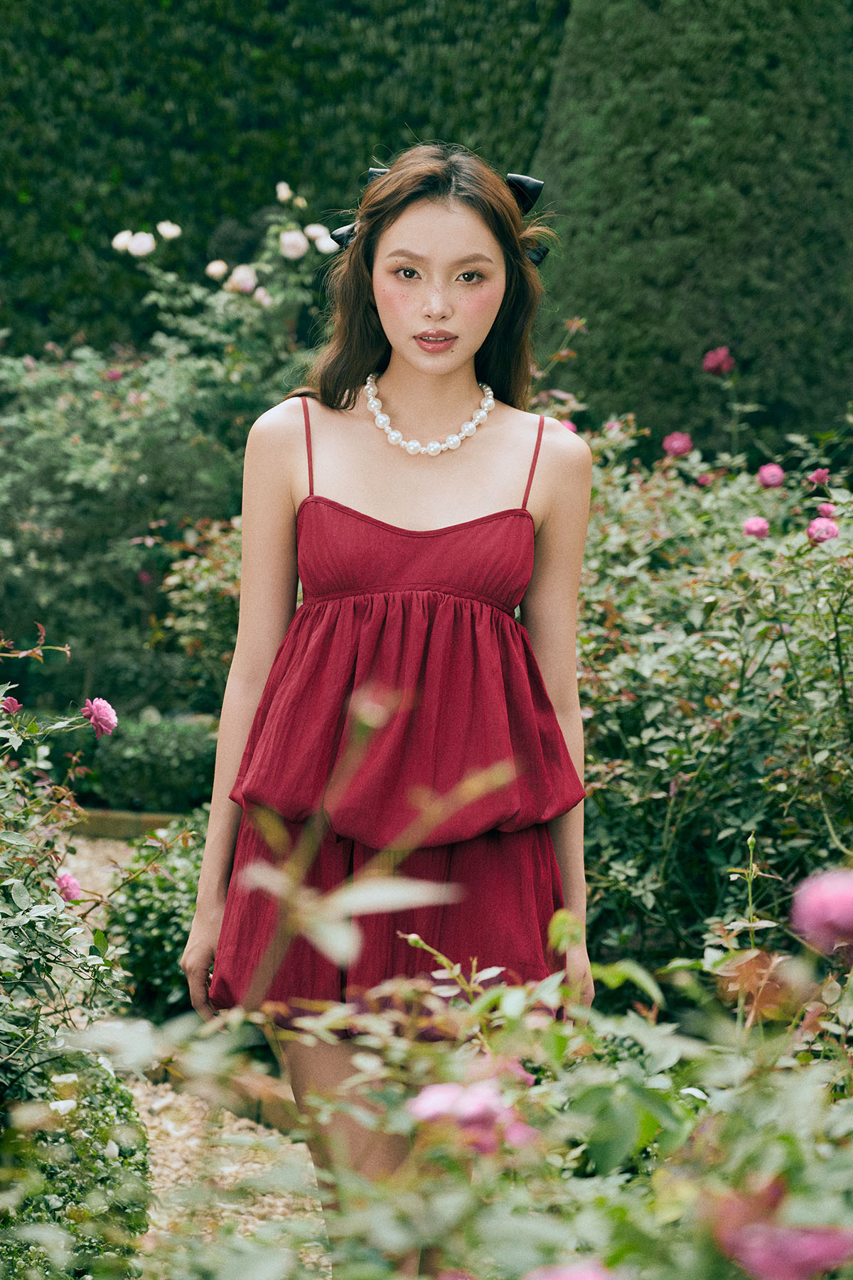 DOTTIE 紅色 吊帶泡泡裙上衣