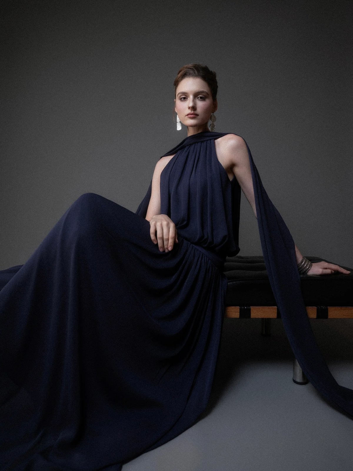 KISSERINE ELVA GOWN Chiffon Halter Maxi Dress