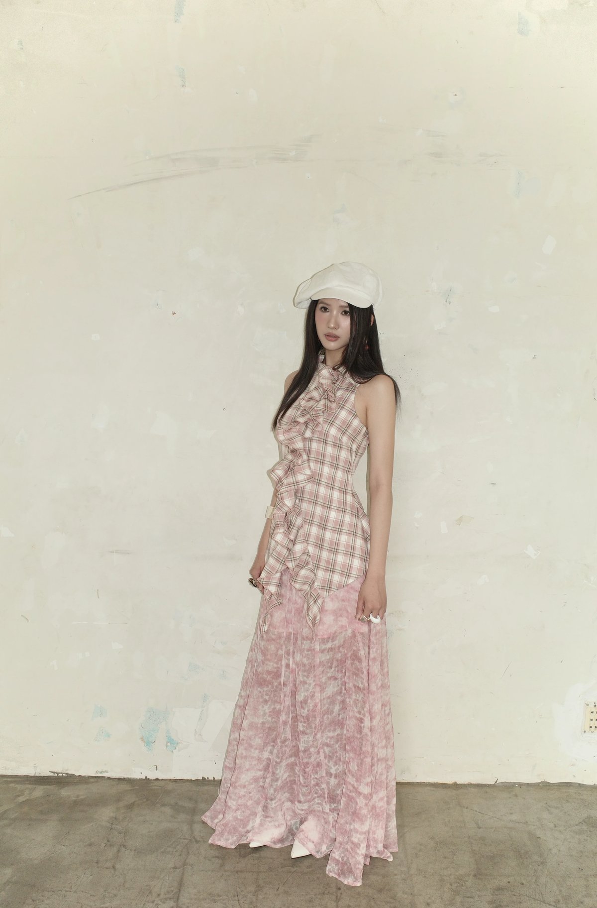 HAZE Sheer Plaid Maxi Skirt by INTO.EIGHT