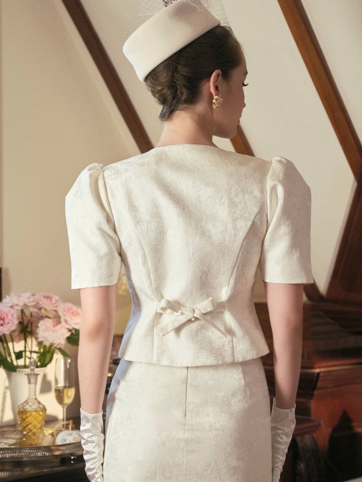 KISSERINE MON CHÉRI Brocade Set - Ivory White