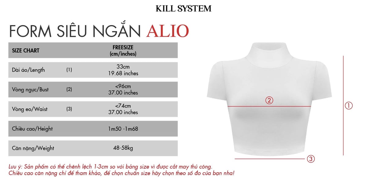 KILL SYSTEM ALIO 超短款高領短版 T 恤