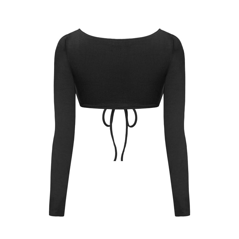 SISTERS Amabel Lace-up Long Sleeve Cropped Top