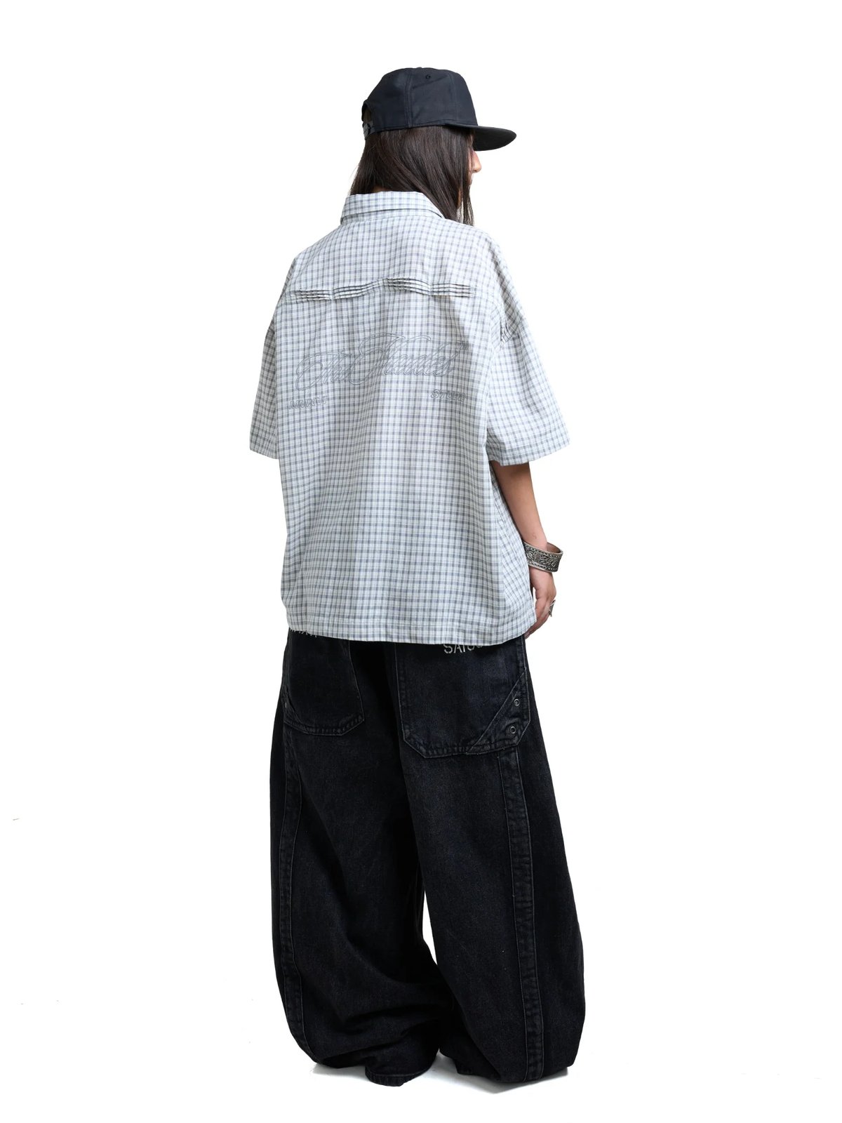 HADES Urban Lines 格紋短袖襯衫 - 灰色