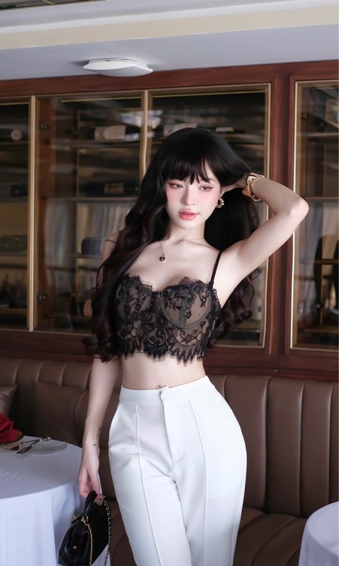 THAOBIBI Lace Button Camisole Top