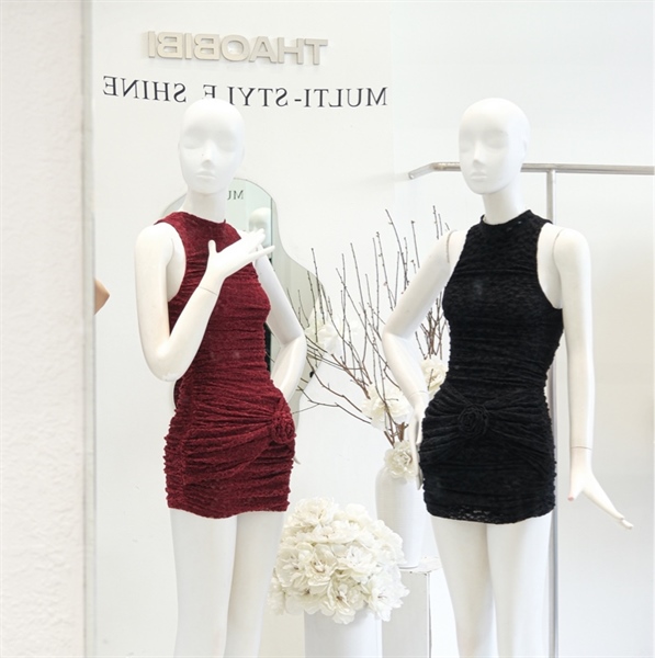 THAOBIBI Ruched Bodycon Mini Dress