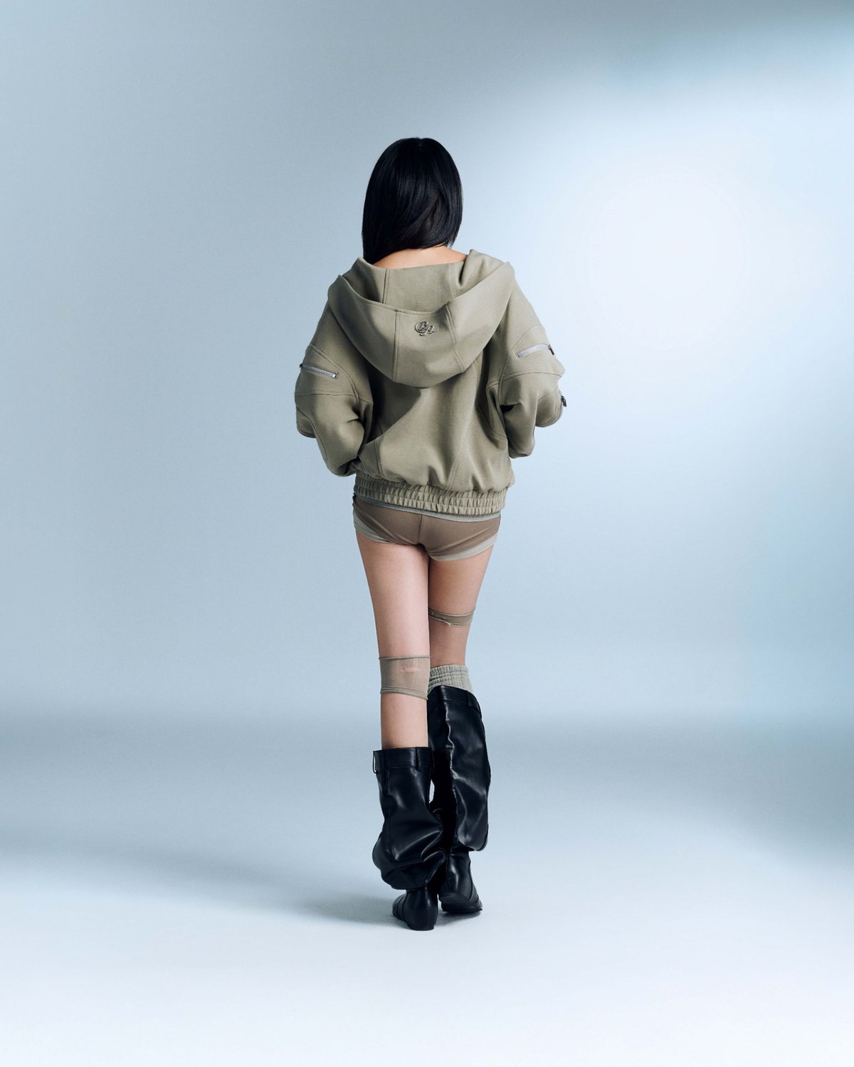 Bunnyhill MAPLE Cut-out Hooded Jacket - Avocado Green