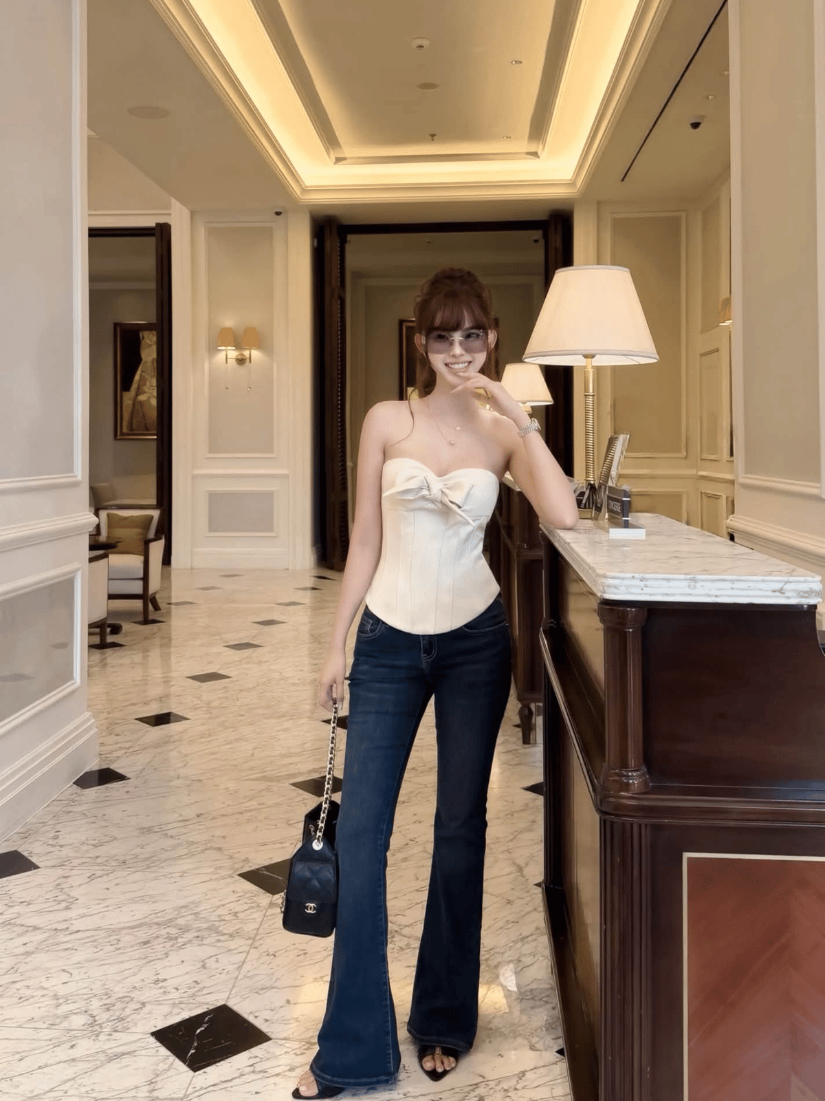 Tran Ali Cup Corset Top with Bow Detail