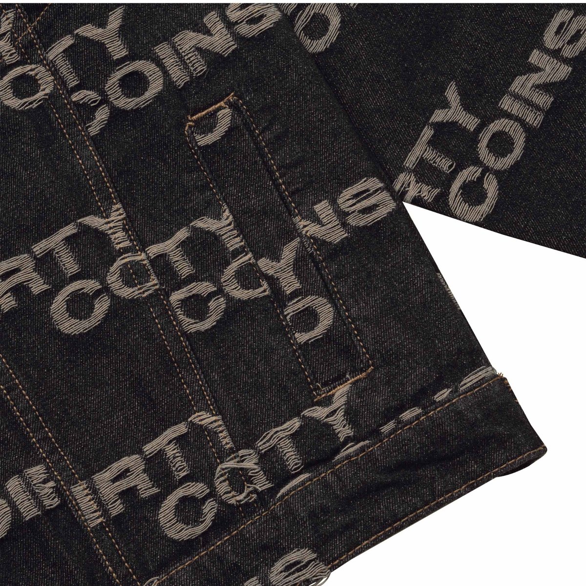 DIRTYCOINS Frayed Logo Denim Jacket