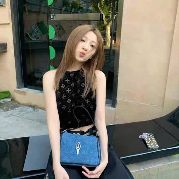 KILLSYSTEM CHUNGHA Sheer Pattern Backless Halter Top