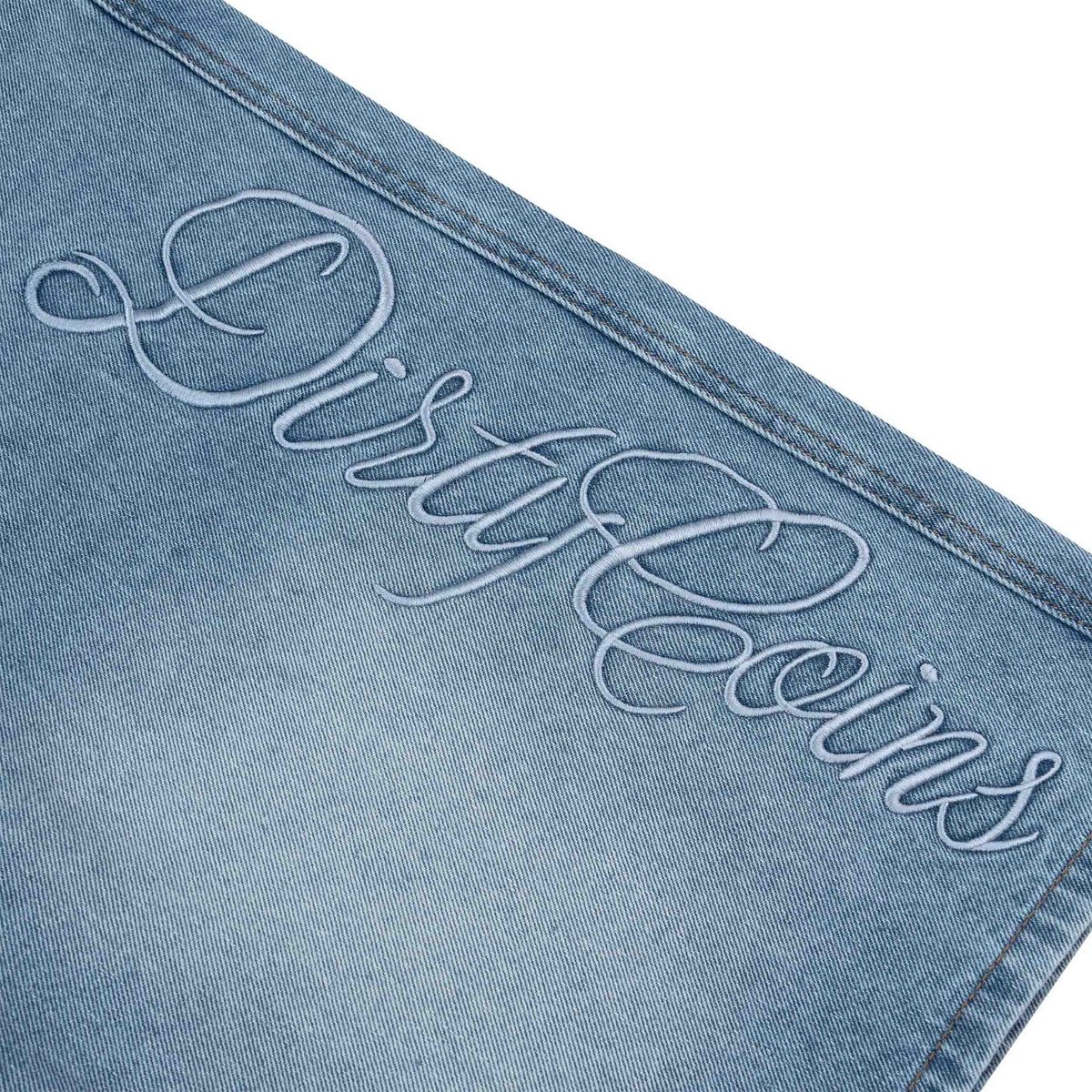 DIRTYCOINS Baggy Denim Shorts with 3D Embroidery Logo