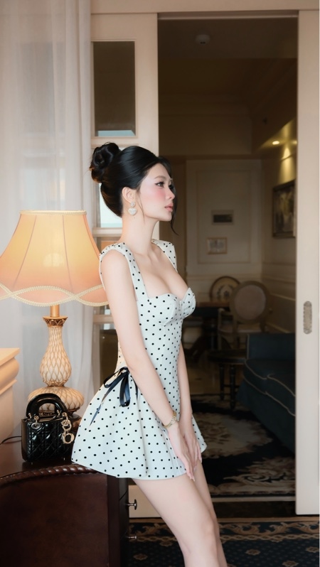 THAOBIBI Floral or Polka Dot Sweet Mini Cup Dress