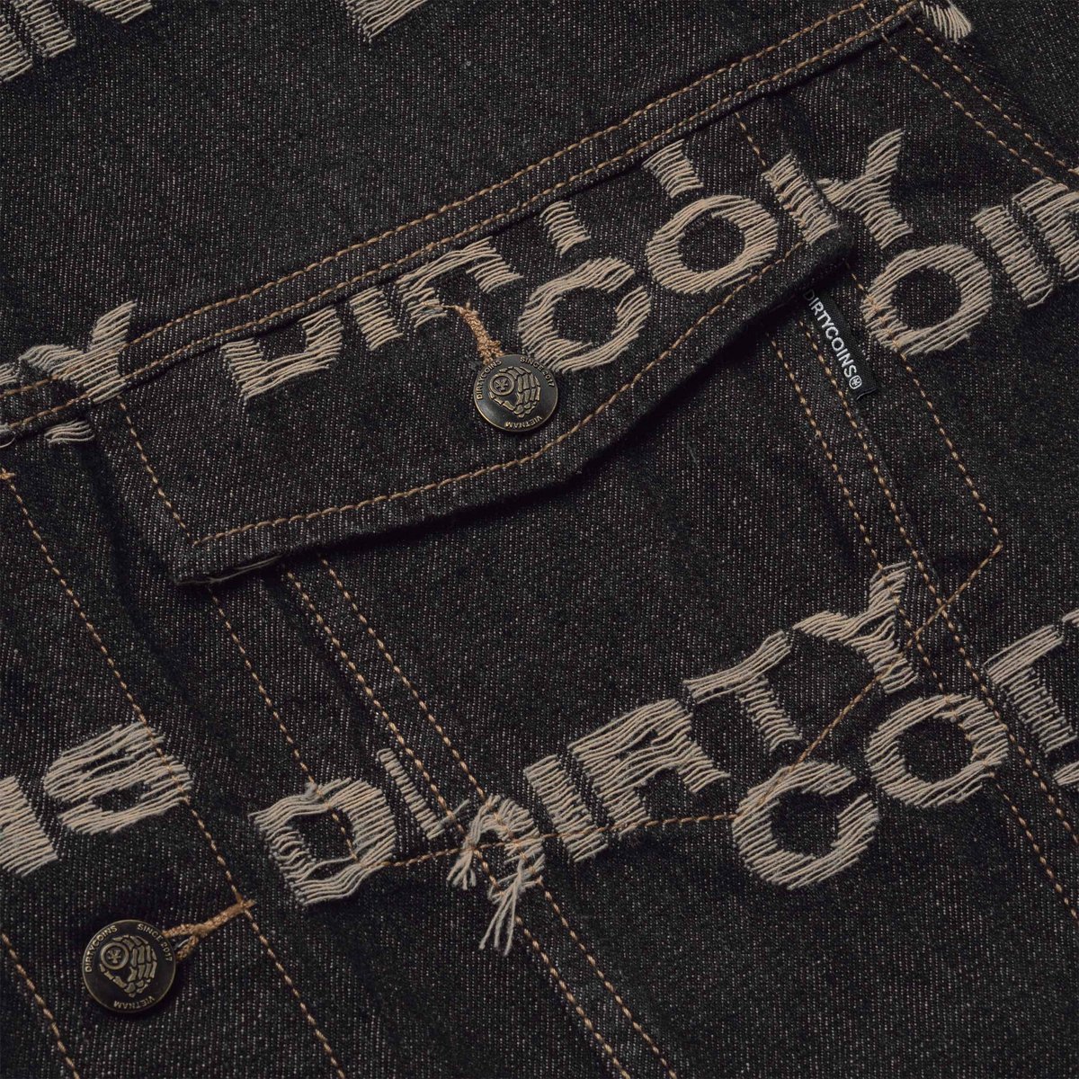 DIRTYCOINS Frayed Logo Denim Jacket