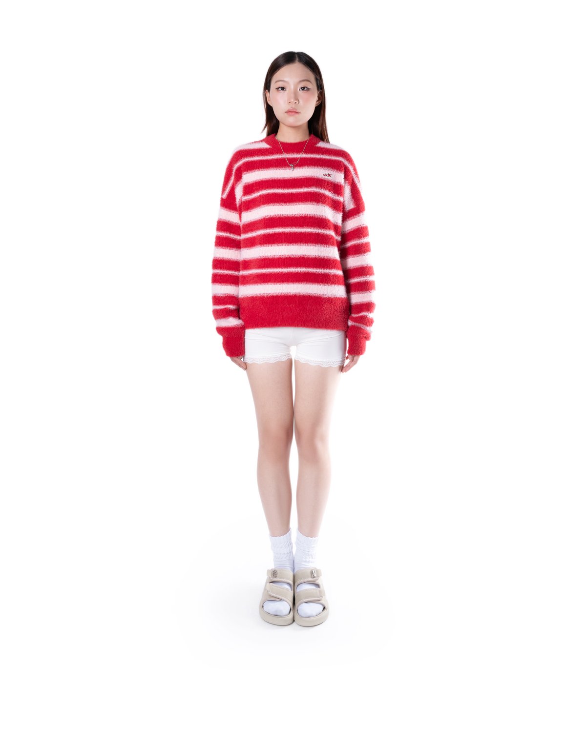 Levents® Striped Fur Knit Boxy Sweater 條紋毛絨針織寬版毛衣