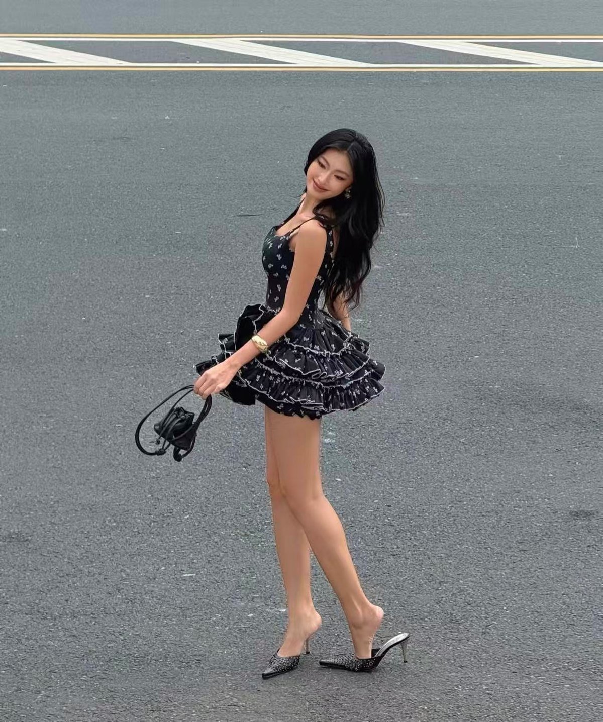 LANE CÌ Selina 碎花荷葉邊連身裙