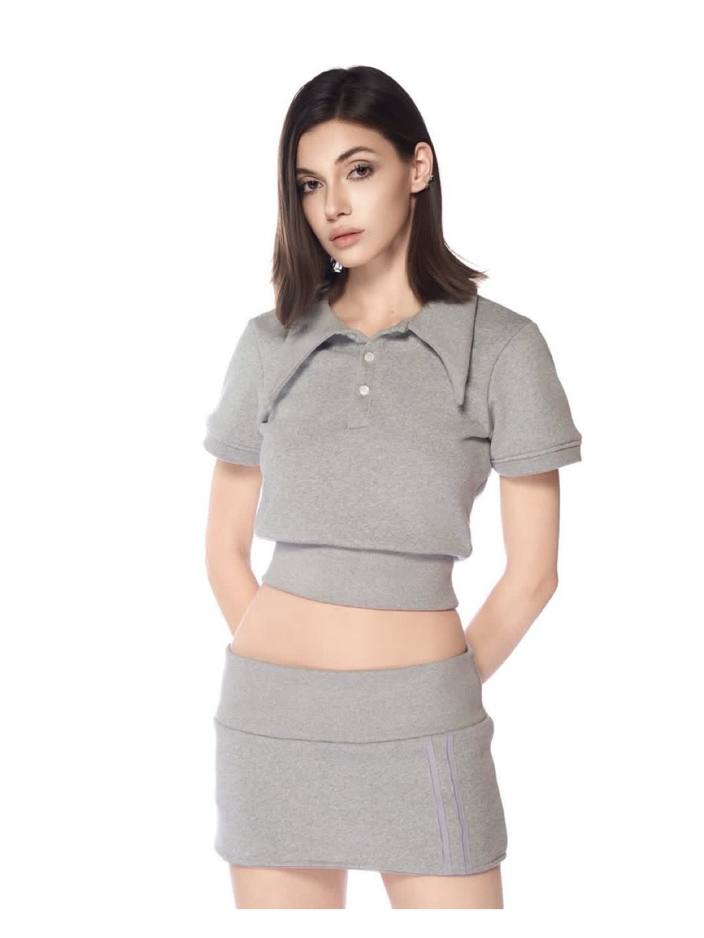 Madebymum Solar Set Grey Short Sleeve Shirt and Skirt