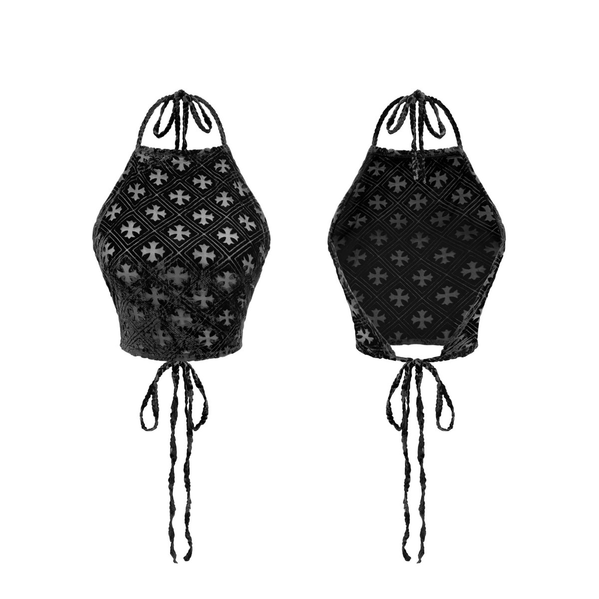 KILLSYSTEM CHUNGHA Sheer Pattern Backless Halter Top