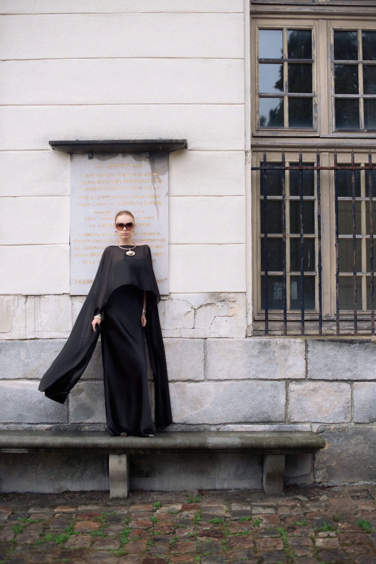 KISSERINE KRIXIE Dress - Strapless Silk Gown with Sheer Organza Cape