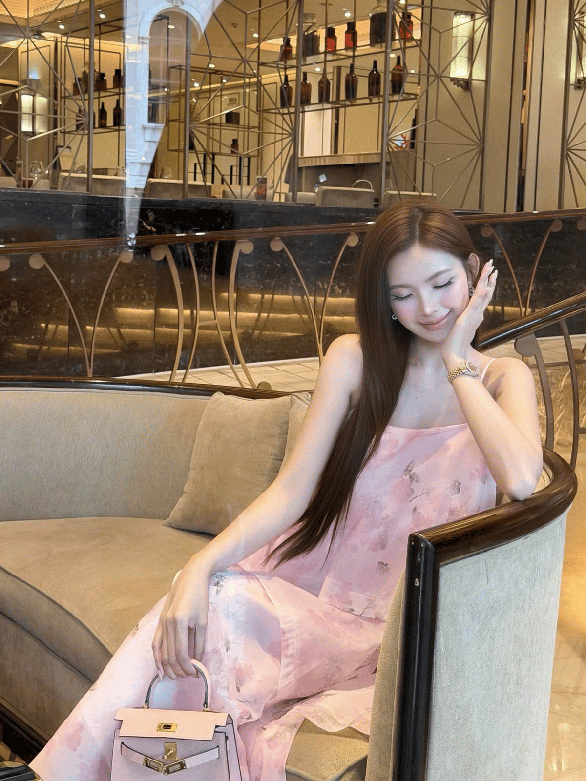 Tran Ali 分層碎花連身長裙