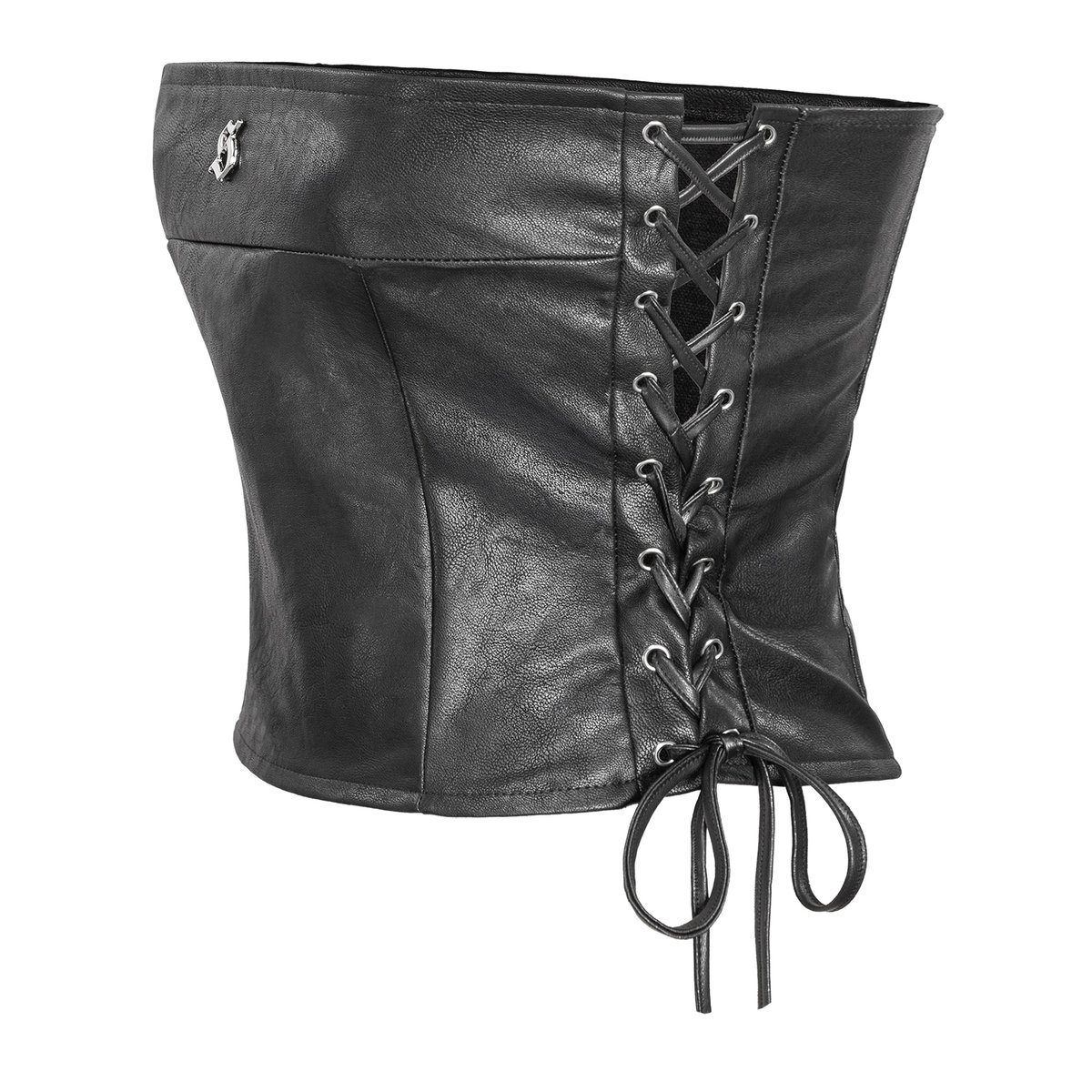 SISTERS Annalise Lace-up Leather Cropped Tube Top