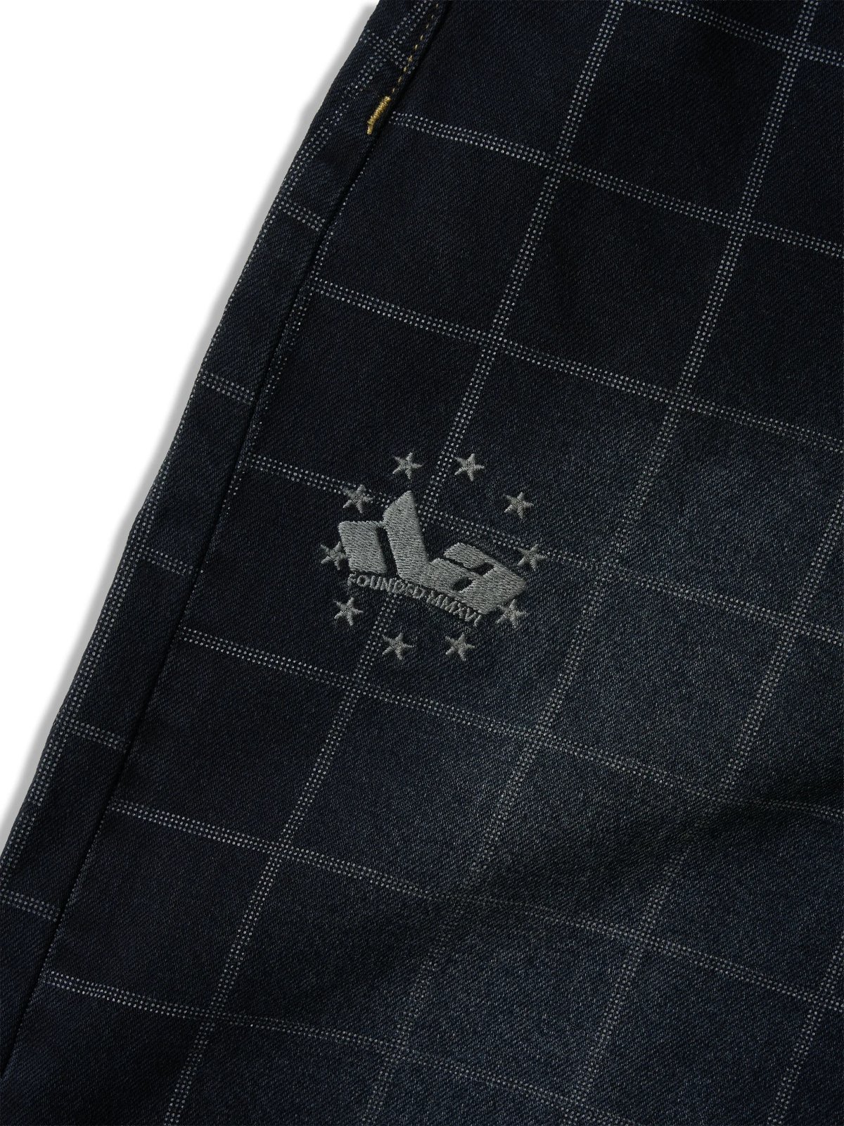 HADES Webby Canvas Checkered Denim Shorts - Blue Navy