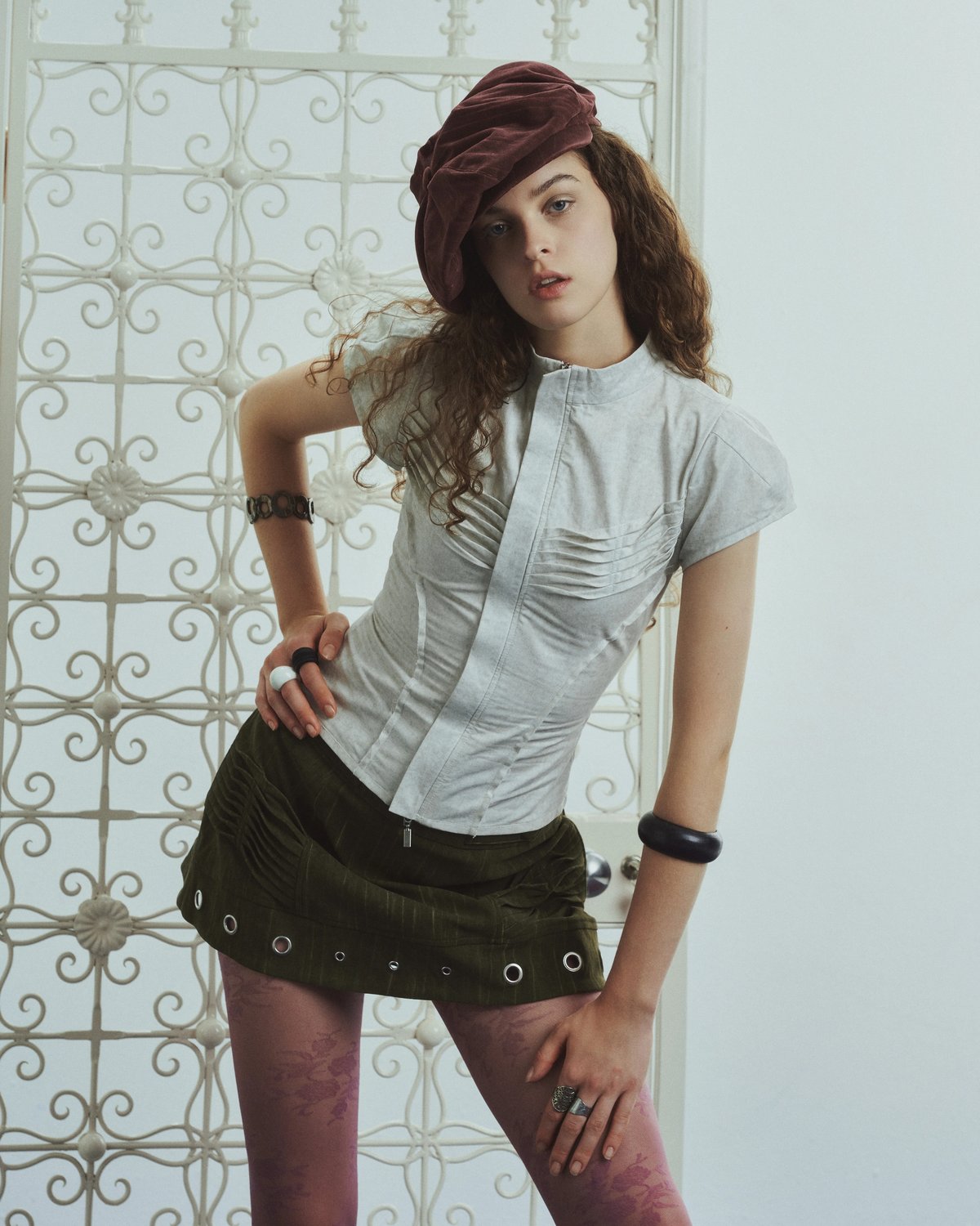 into.eight MURAL Striped A-Line Mini Skirt